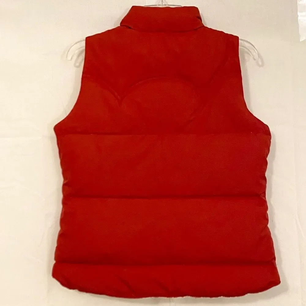 American Eagle reversible puffer vest red, orange, white, flowers. Size S/P
